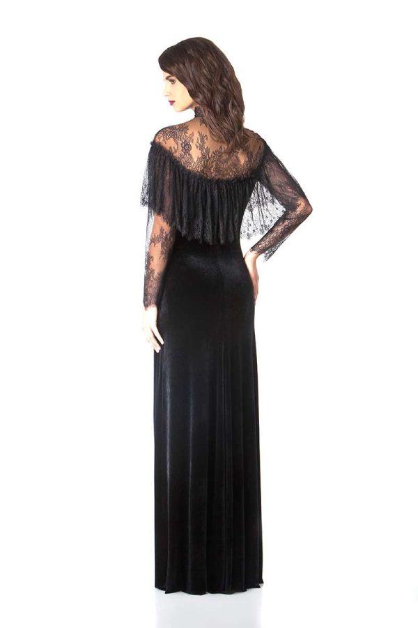 Abendkleid Samt Spitze Maxi leihen