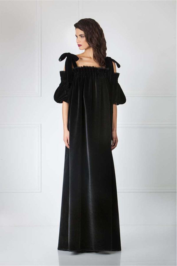 Samt Ballkleid Bodenlang Schulterfrei mieten